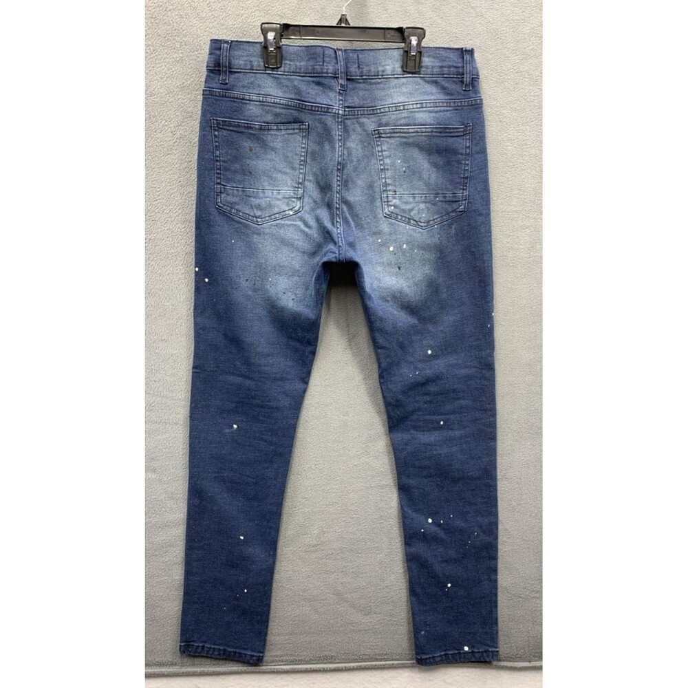 Brooklyn State Denim Jeans Men's Size 34 Blue Distressed Destroyed - Picture 2 of 16